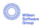 Wilken Software Group Logo – zwei Kreise, ein kleiner Kreis bestehend aus Strichen in einem großen Kreis mit Buchstaben daneben, die die Wortmarke Wilken Software Group bildet