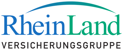 Logo RheinLand Versicherungsgruppe in zwei Farben. Das Wort 