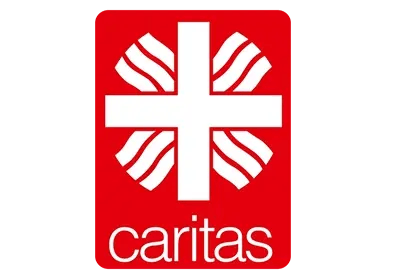 Logo Caritas in rot mit weißem kreuz – Website