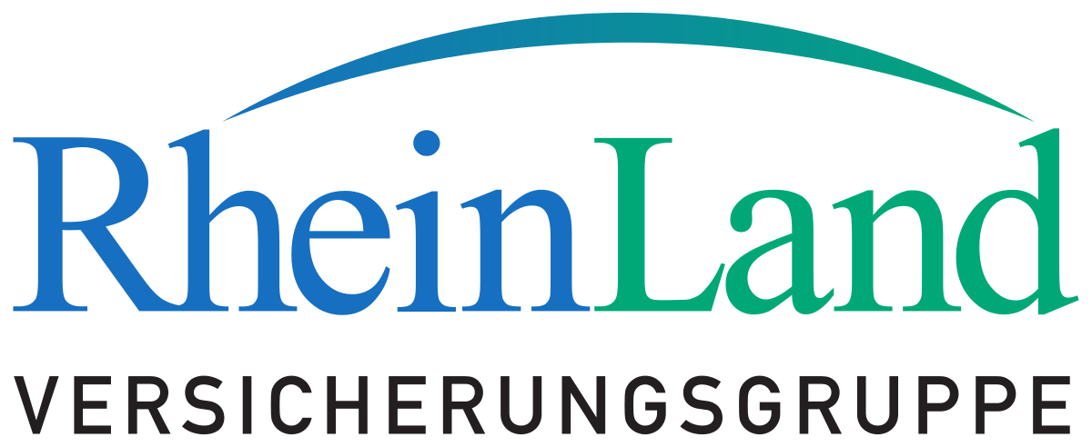 Logo RheinLand Versicherungsgruppe in zwei Farben. Das Wort 